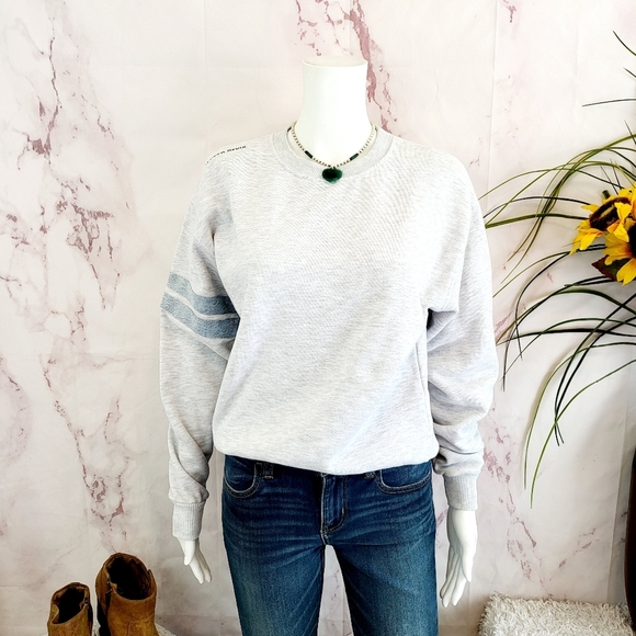 Unemployed Casual Gray Sweatshirt with denim arm stripe - Picture 3 of 7